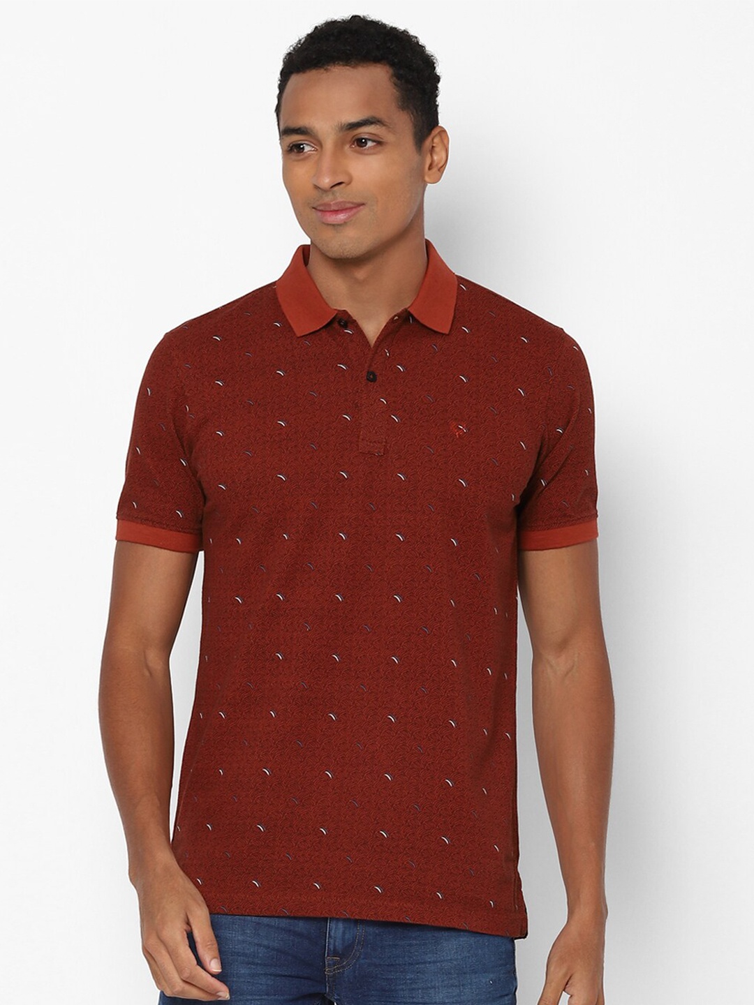 

Allen Solly Men Maroon Printed Polo Collar T-shirt