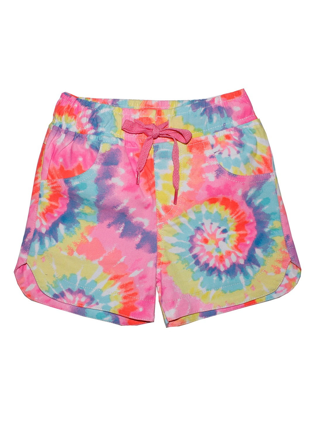 

KiddoPanti Girls Pink Printed Mid-Rise Hot Pants Shorts