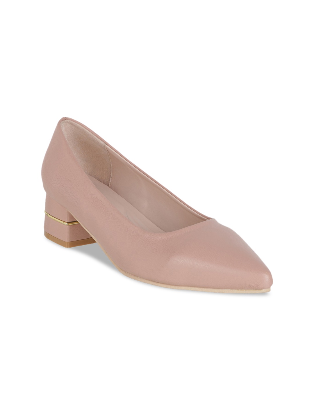 

Sherrif Shoes Nude Block Heeled Pointed Toe Pumps