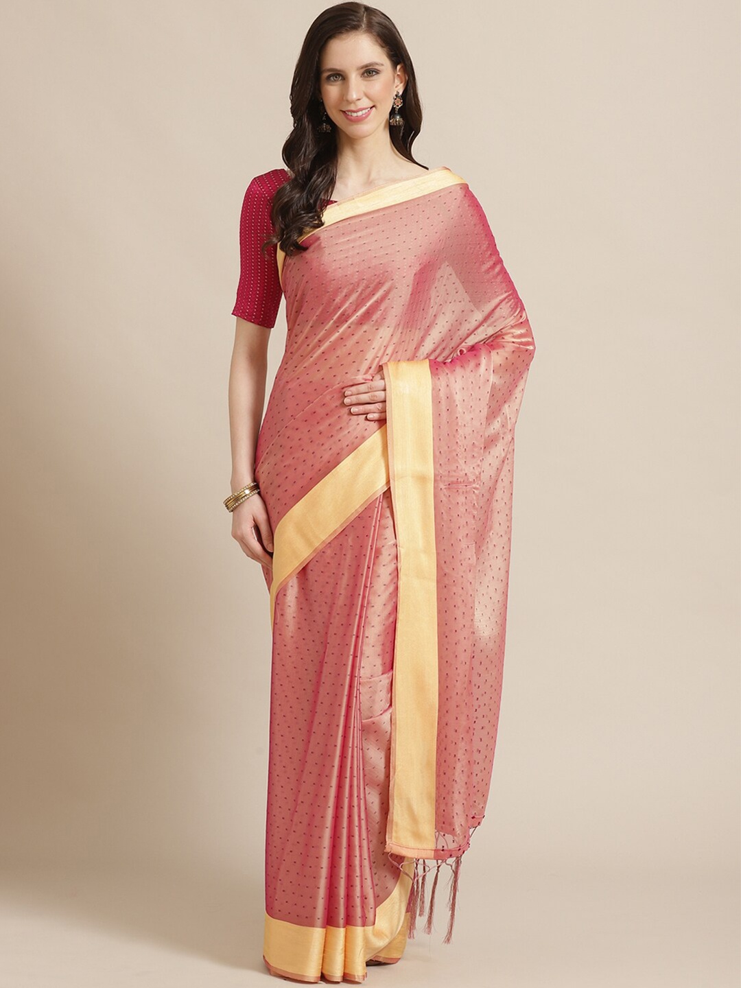 

Saree mall Pink & Yellow Printed Saree