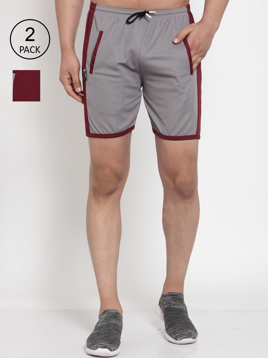 

KLOTTHE Men Pack of 2 Mid-Rise Regular Fit Sports Shorts, Multi