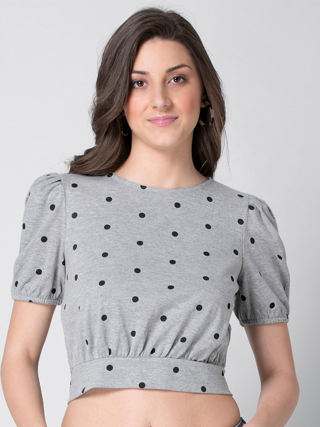 

FabAlley Women Grey Printed Regular Crop Top