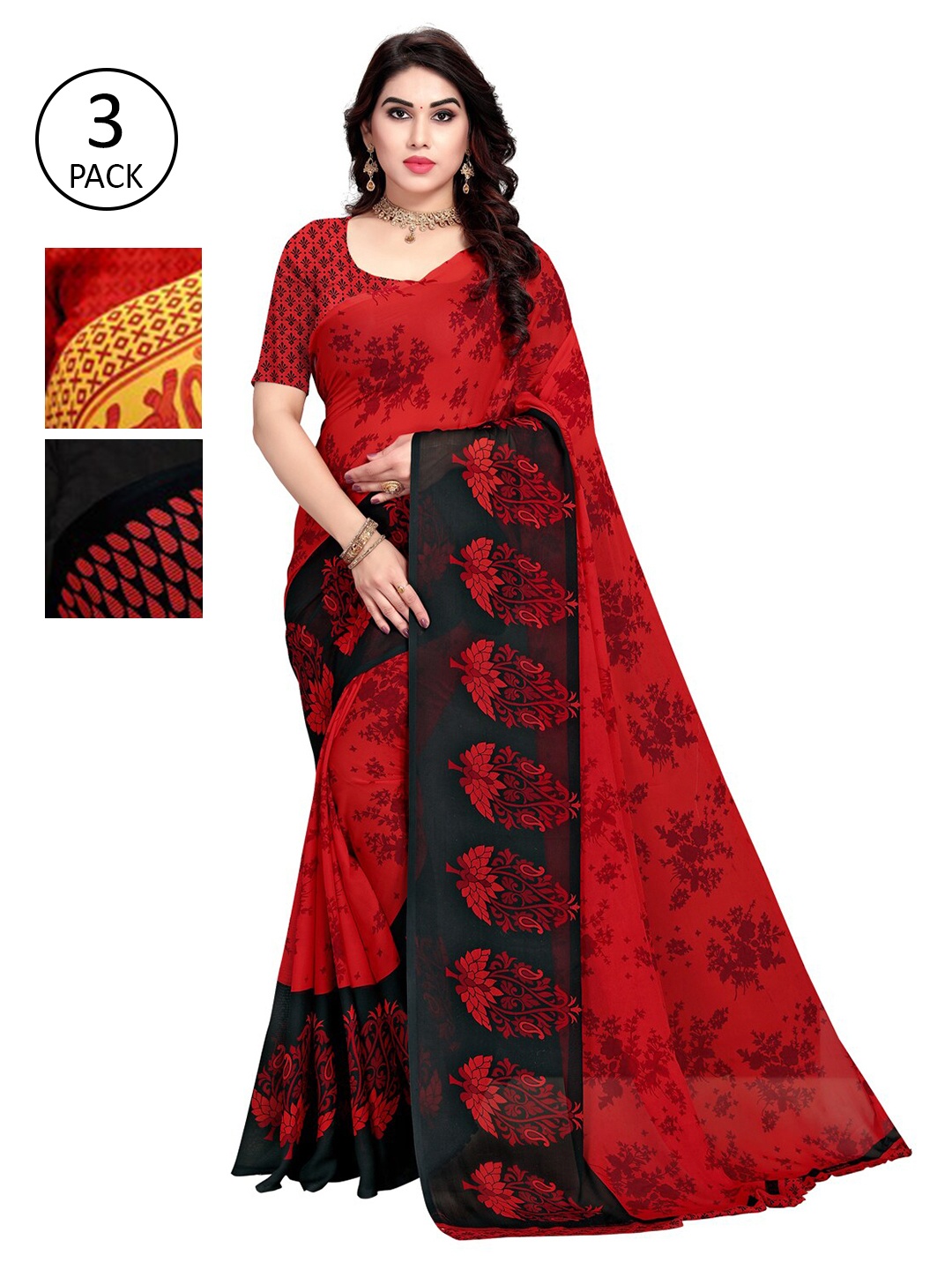 

KALINI Red & Yellow Saree