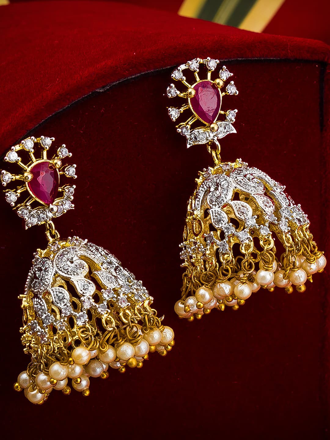 

aadita Gold Contemporary Jhumkas Earrings