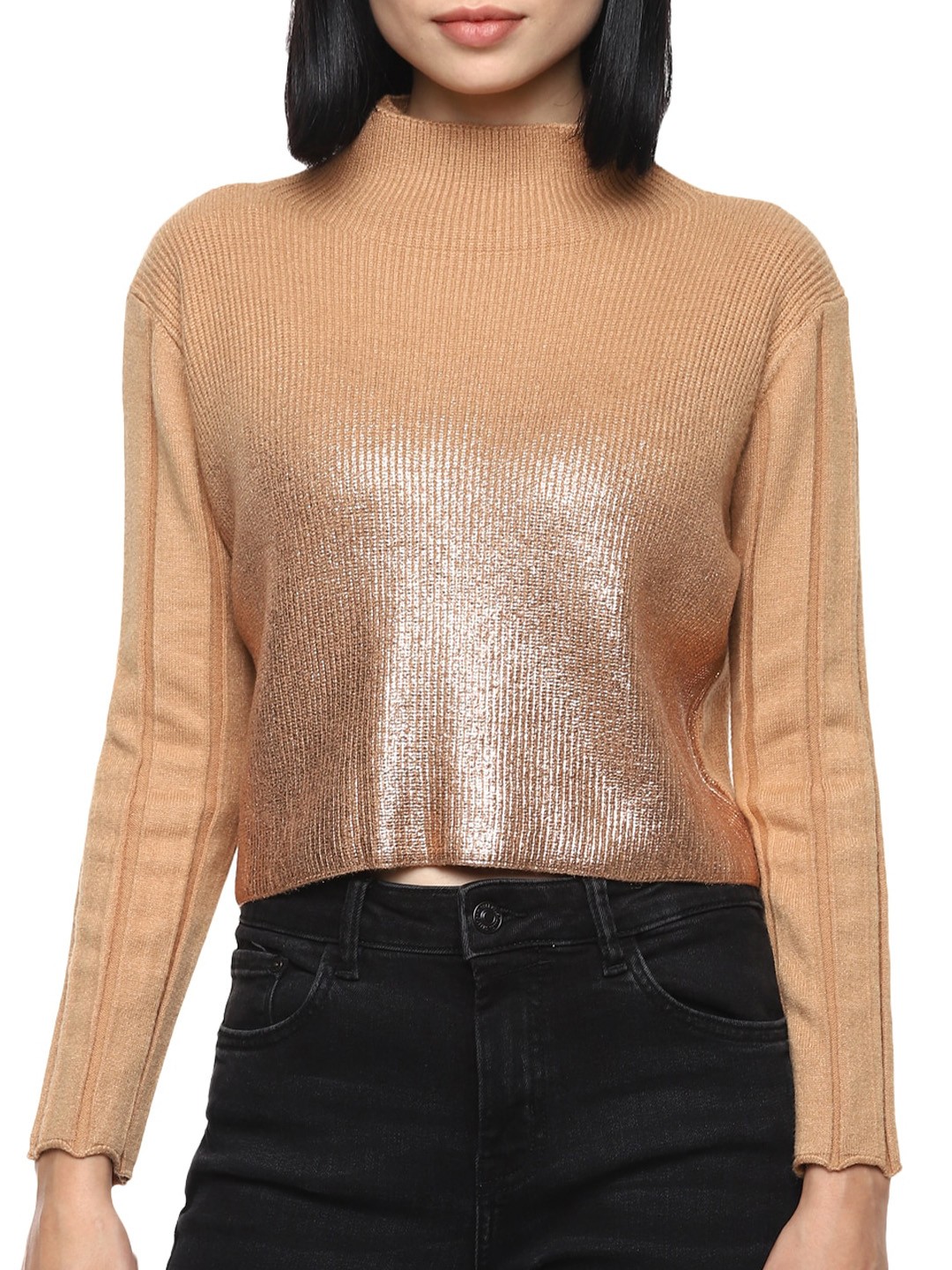 

Rinascimento Women Beige Ribbed Pullover