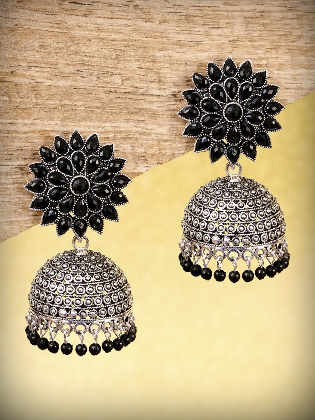 

Crunchy Fashion Silver Contemporary Jhumkas Earrings