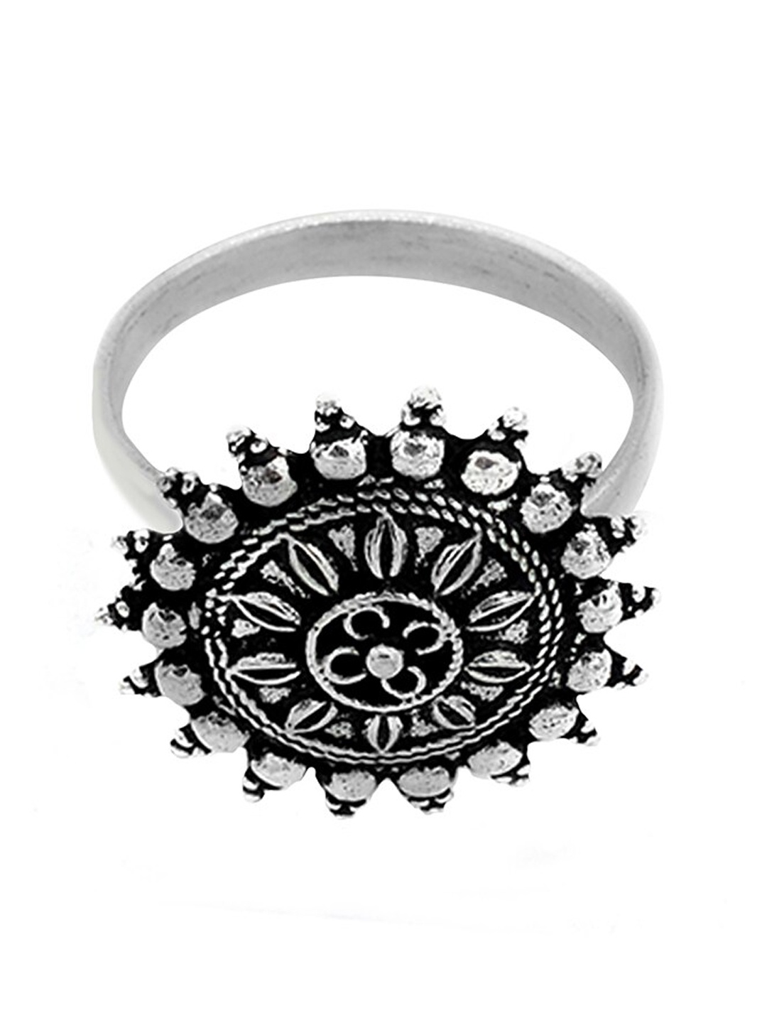 

TEEJH Women Oxidised Silver-Plated Black Finger Ring