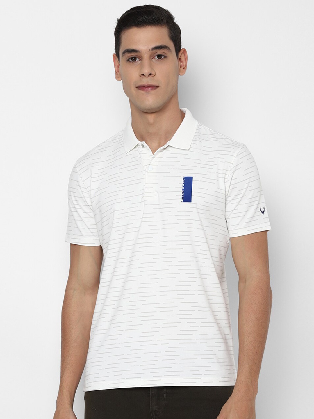 

Allen Solly Men White Striped Polo Collar T-shirt