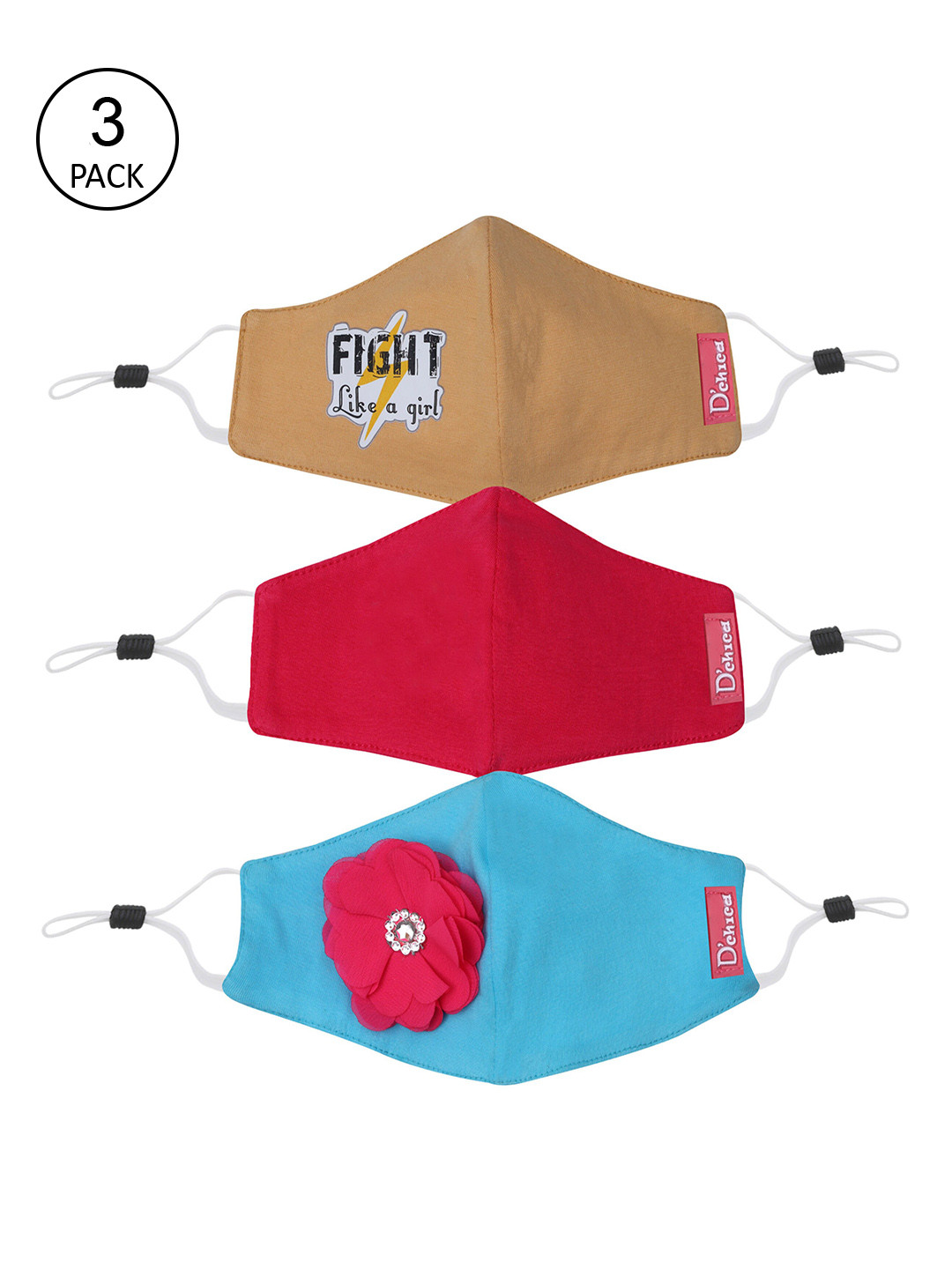 

DChica Girls Pack Of 3 Assorted 2-Ply Reusable Cotton Cloth Masks