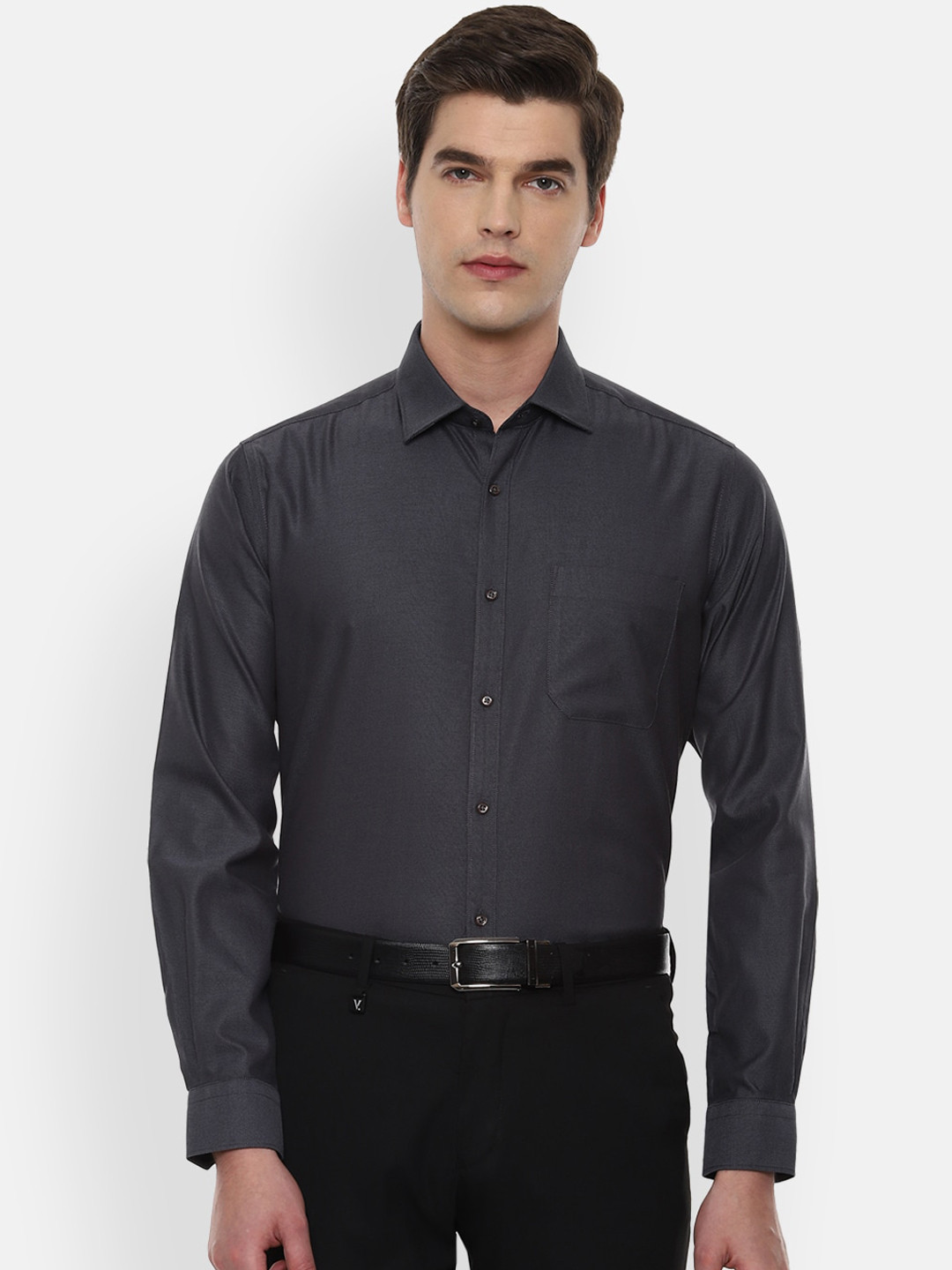 

Van Heusen Men Charcoal Grey Pure Cotton Formal Shirt