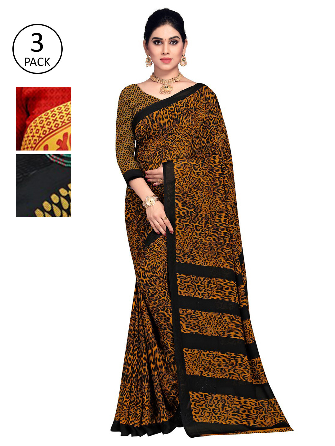 

KALINI Yellow & Black Ethnic Motifs Saree