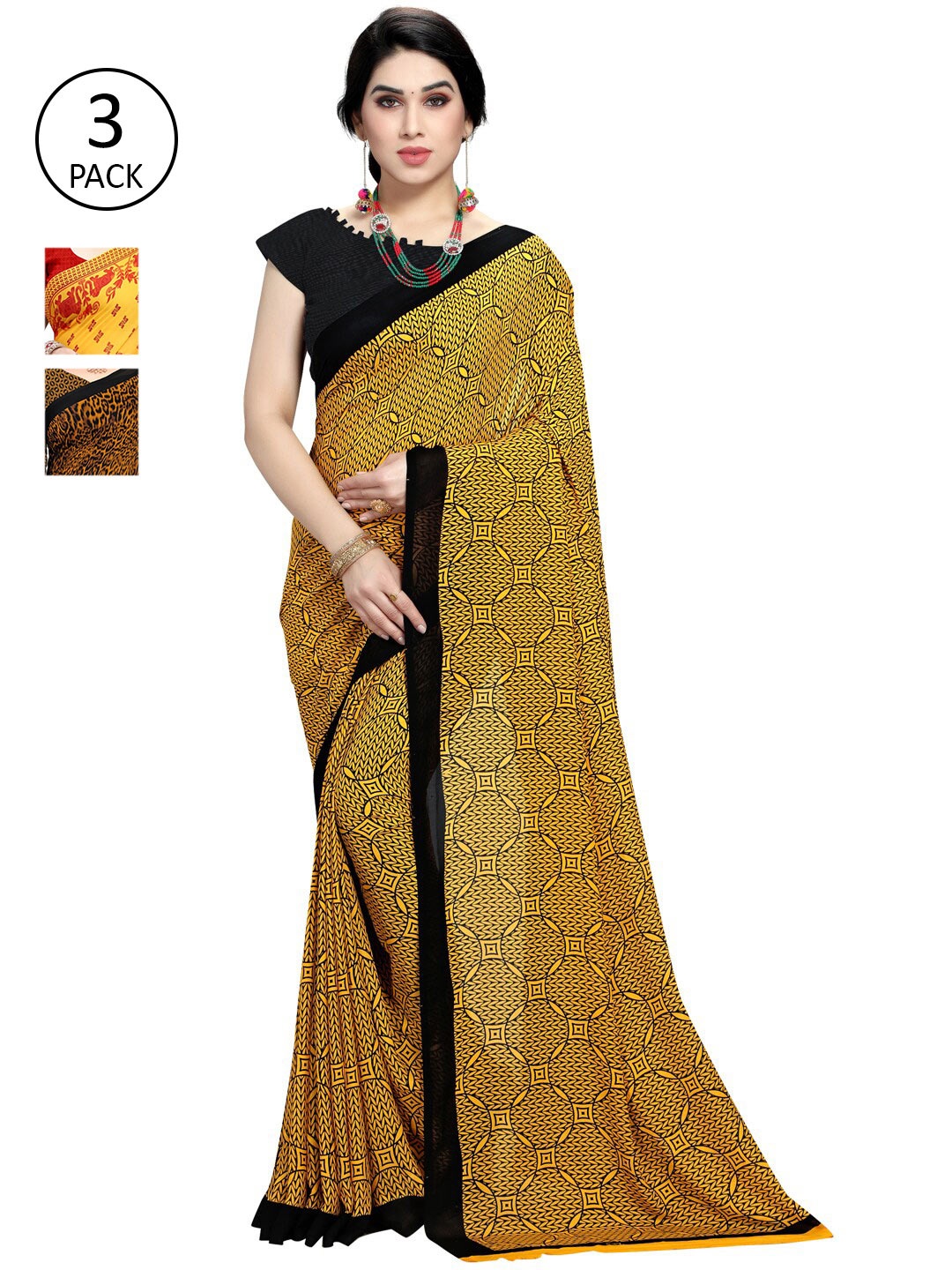 

KALINI Pack Of 3 Multi Printed Sarees