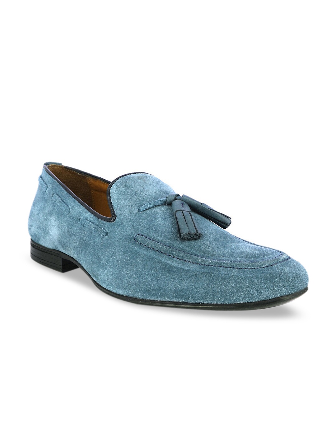 

Alberto Torresi Men Blue Solid Leather Tasselled Loafers