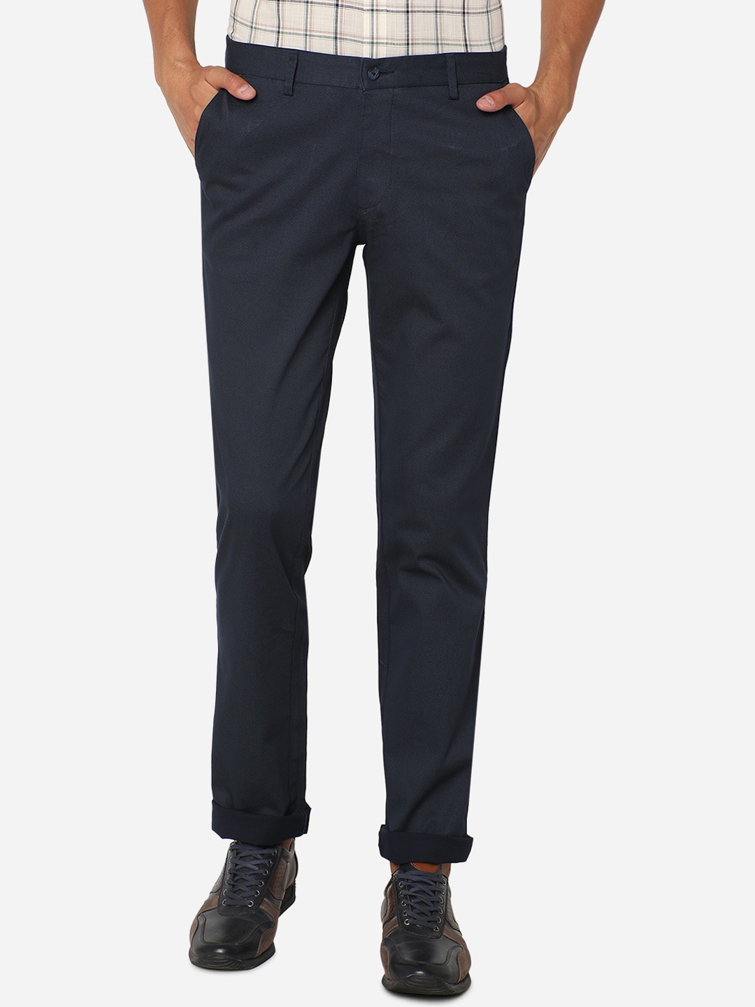 

Greenfibre Men Navy Blue Slim Fit Regular Trousers