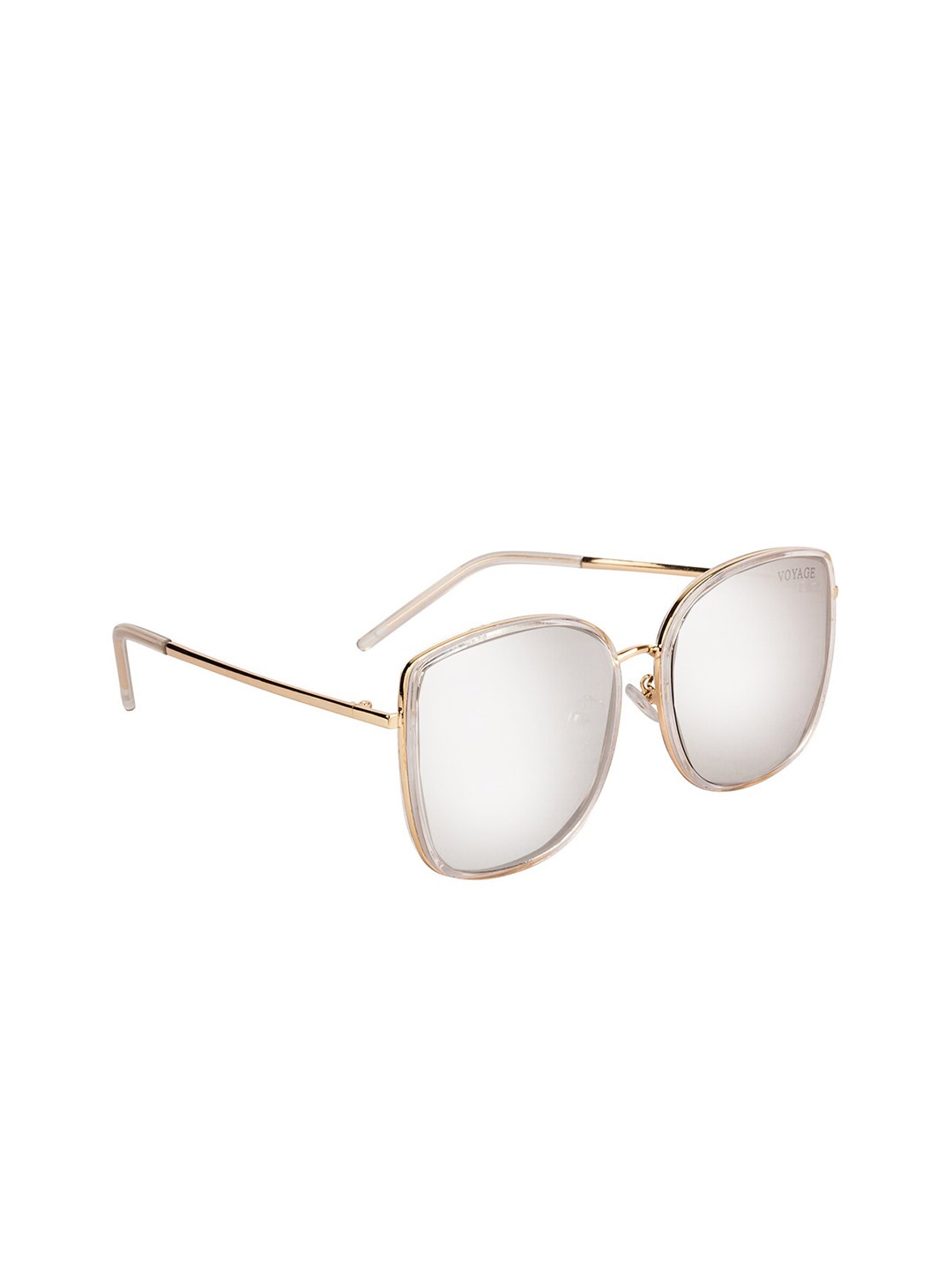 

Voyage Unisex Mirrored Lens & Gold-Toned Square Sunglasses with UV Protected Lens, Transparent
