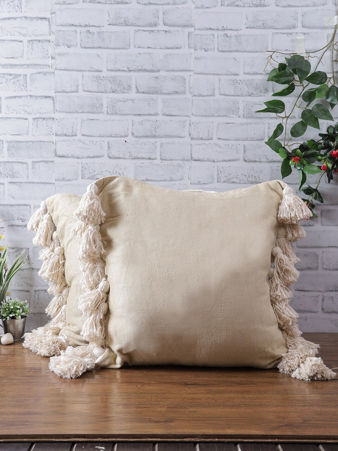 

eyda Cream Set of 2 Square Cushion Covers