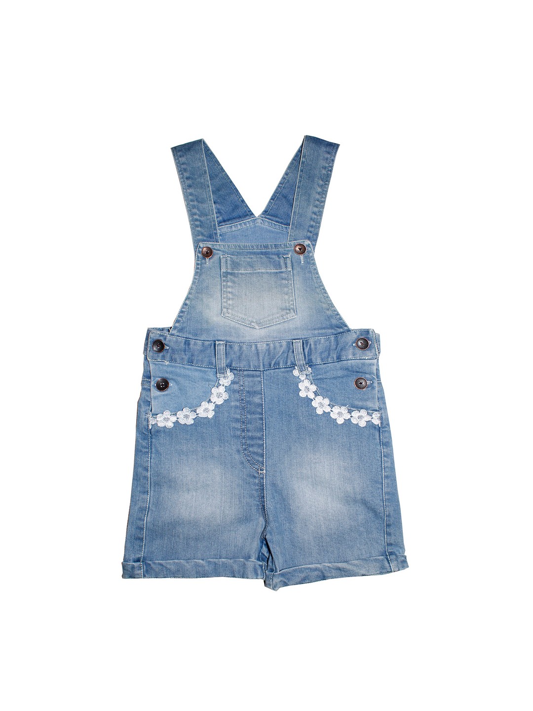 

KiddoPanti Girls Blue Solid Denim Dungaree