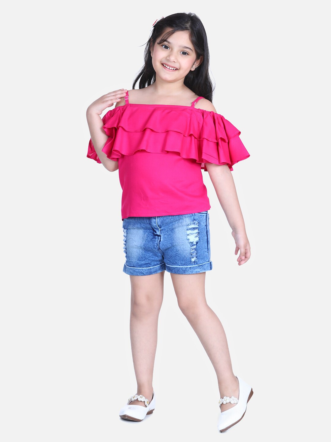 

StyleStone Girls Pink & Blue Top with Shorts