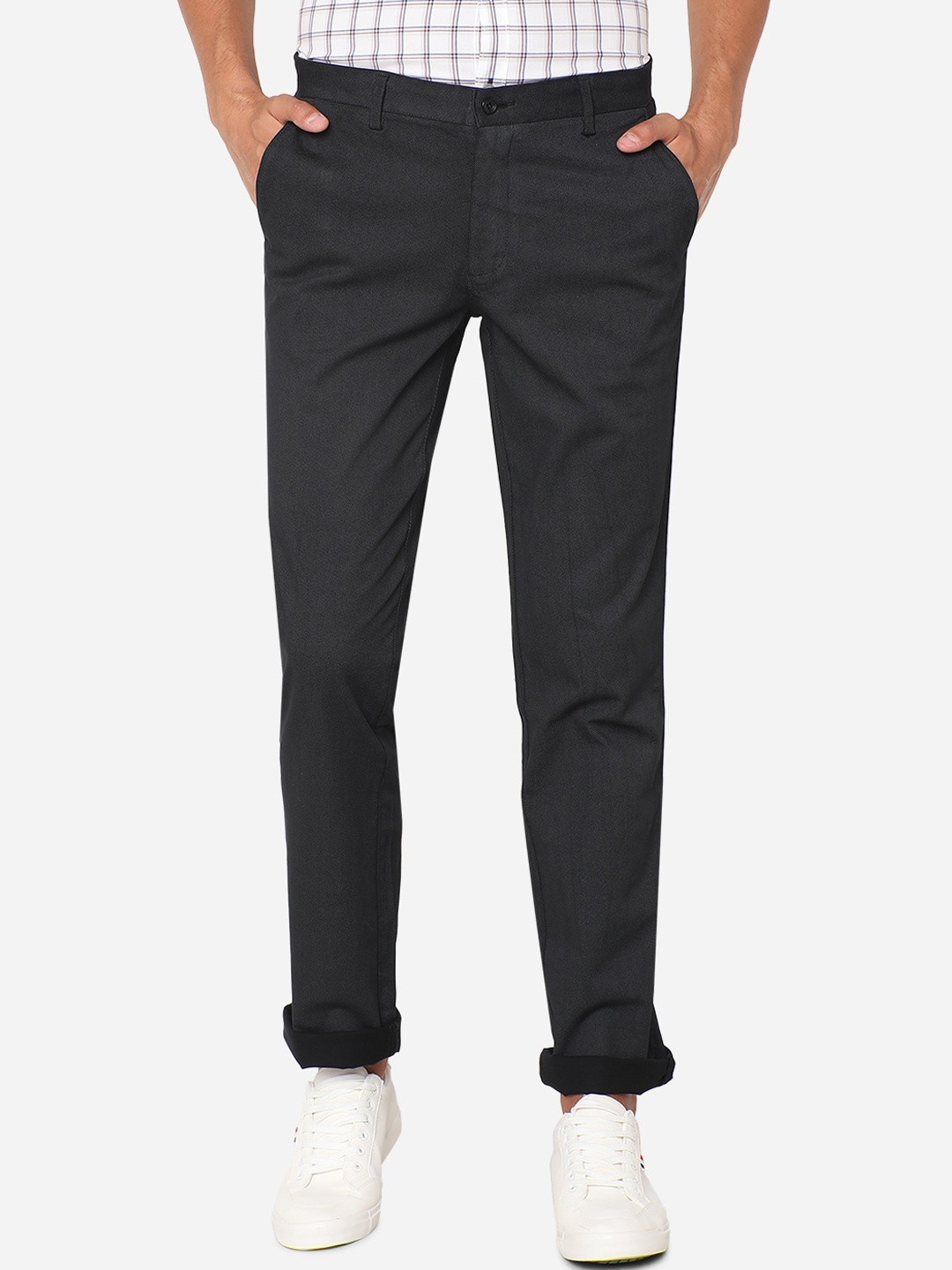 

Greenfibre Men Black Solid Slim Fit Regular Trousers