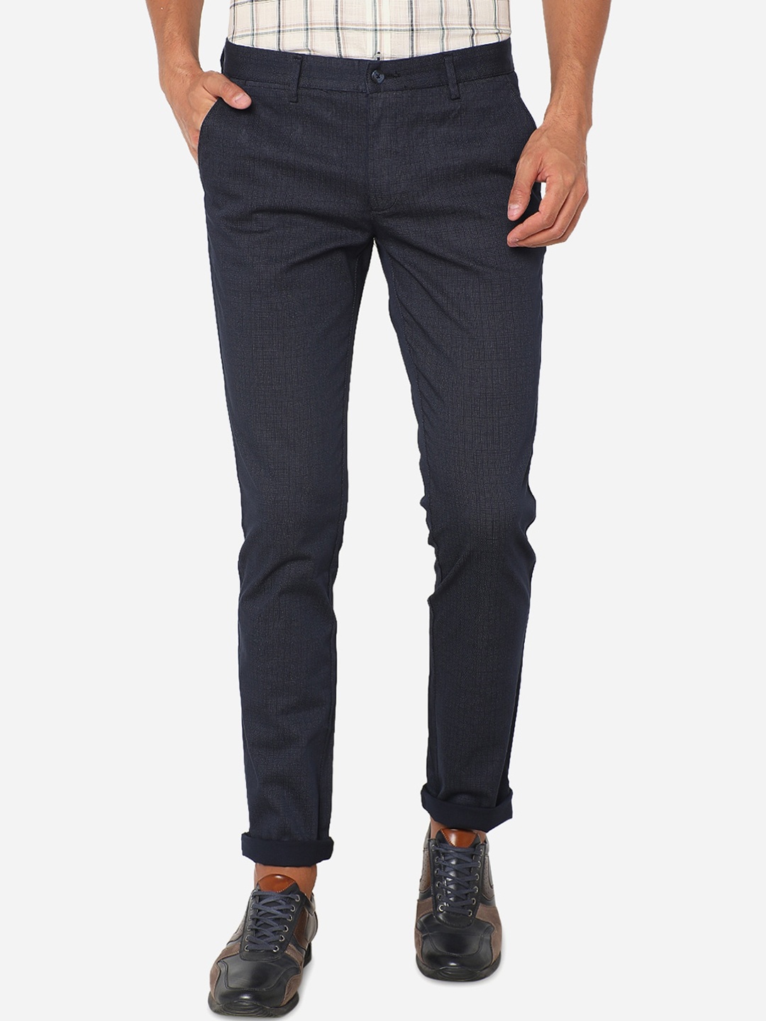 

Greenfibre Men Navy Blue Slim Fit Regular Trousers