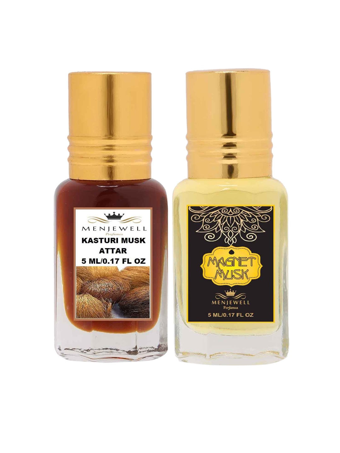 

Menjewell Unisex Kasturi Musk Set Of 2 Attar, Transparent