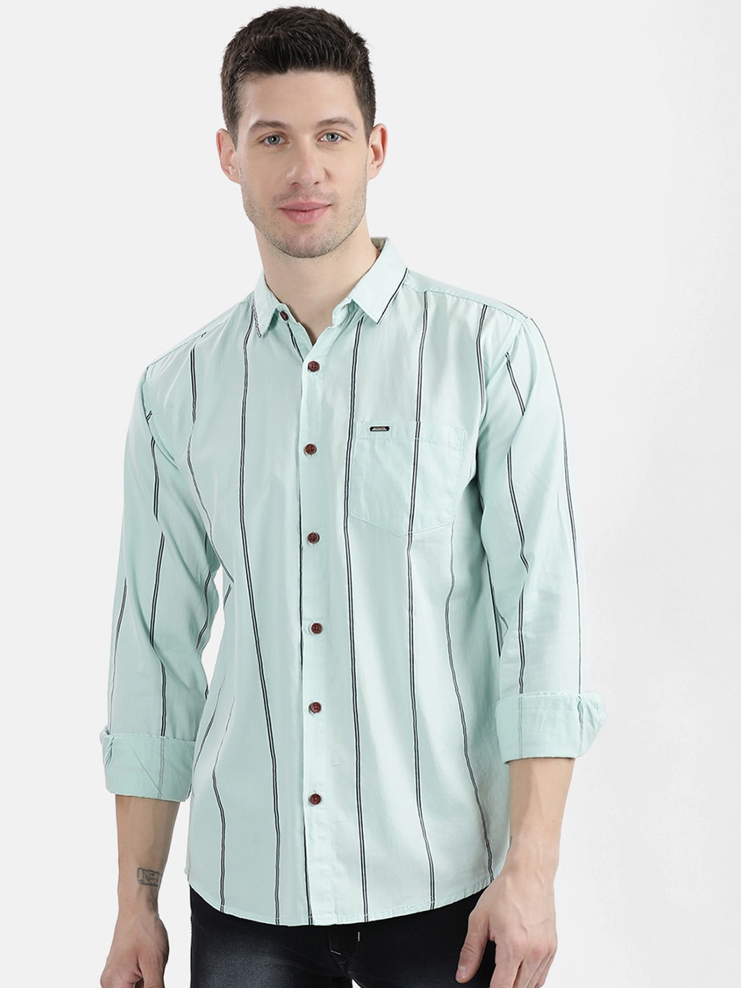 

V2 Value & Variety Men Blue & Black Striped Casual Shirt