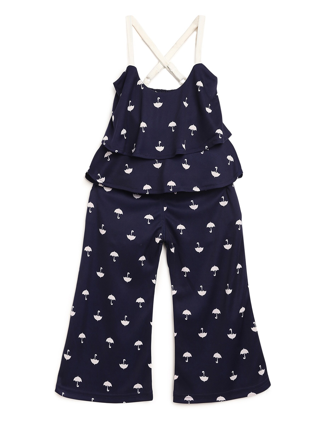 

ADIVA Girls Navy Blue & White Printed Top with Palazzos
