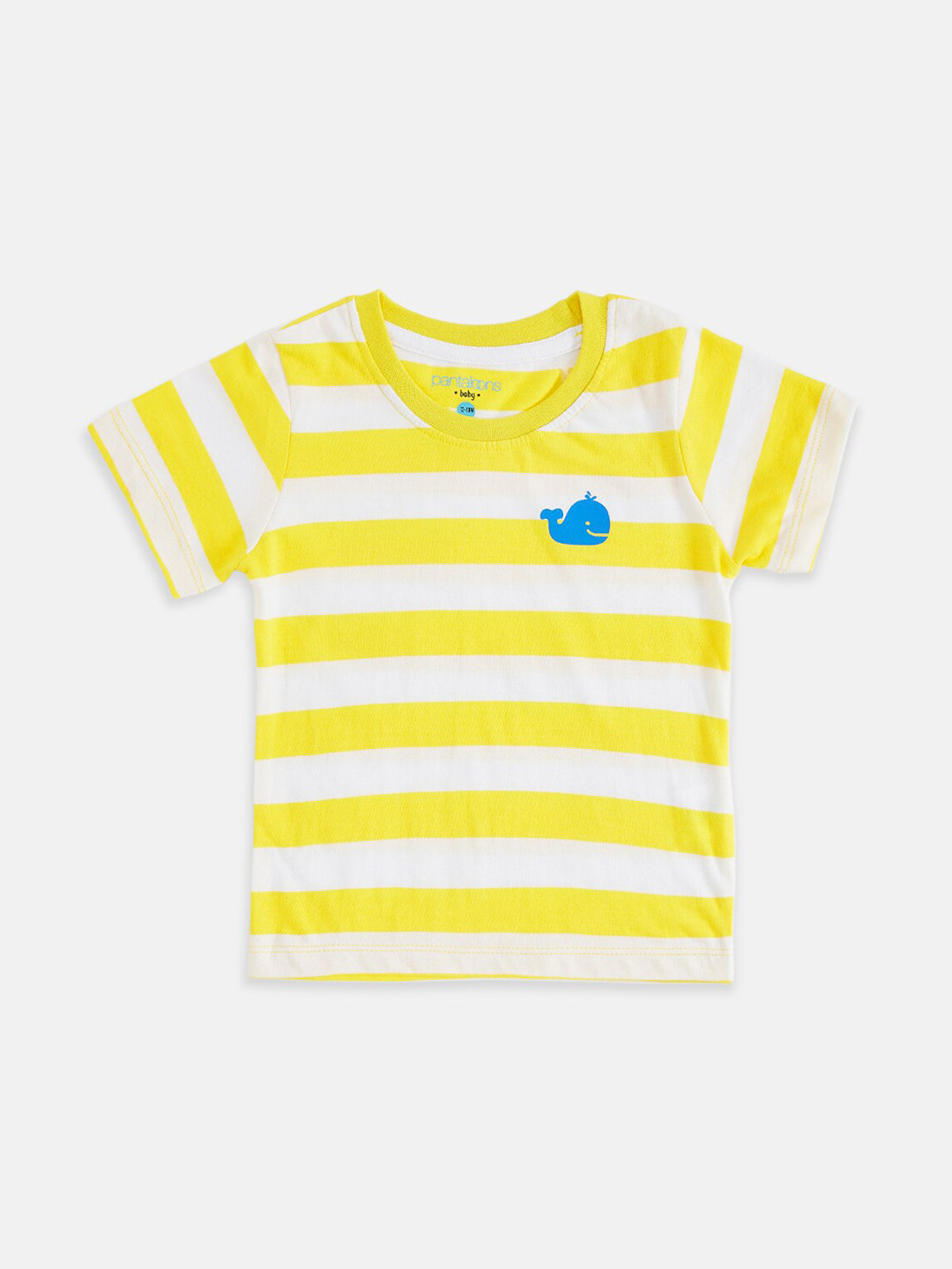 

Pantaloons Baby Boys Yellow Striped Cotton Pure Cotton T-shirt