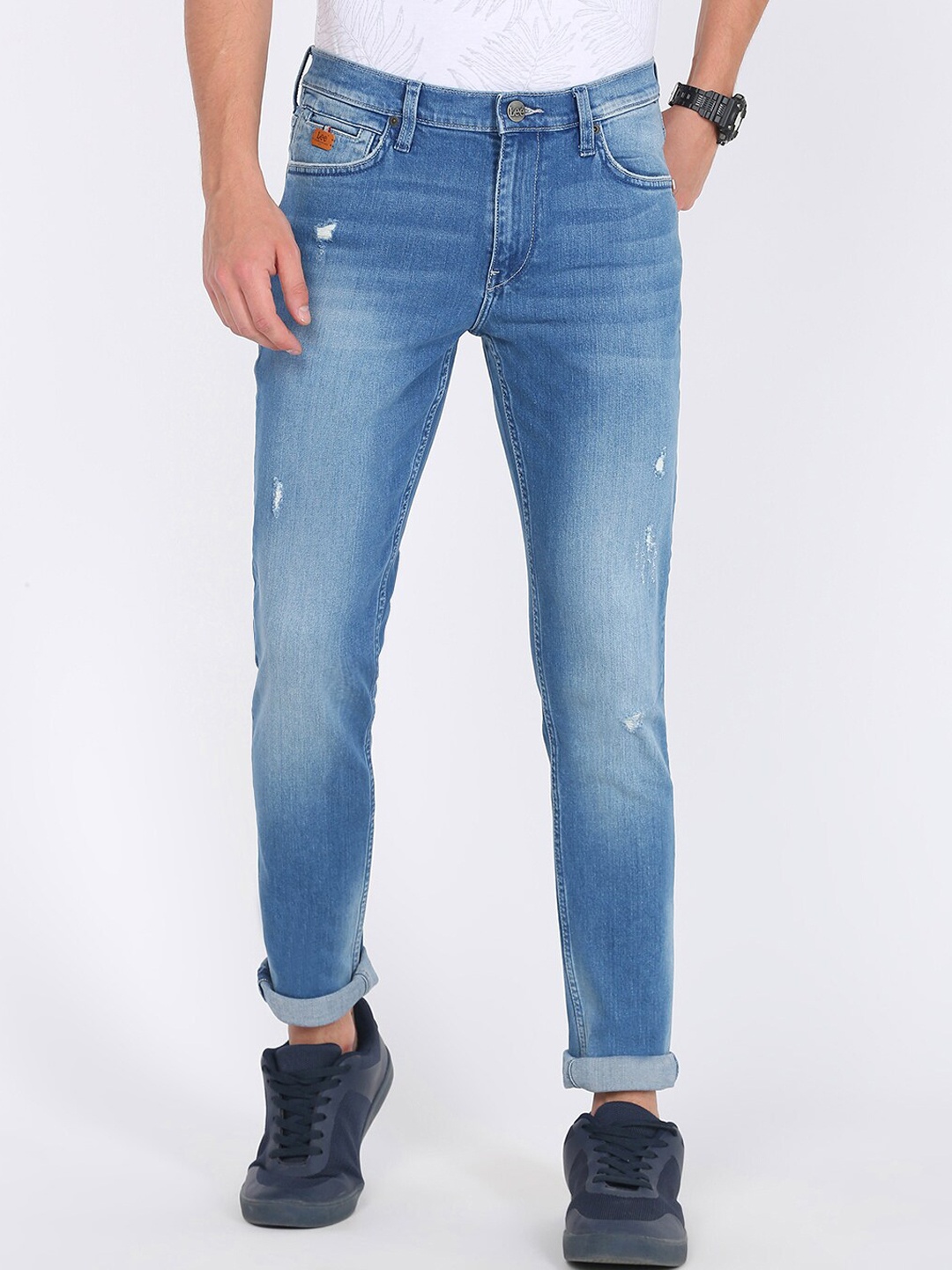 

Lee Men Blue Skinny Fit Low Distress Light Fade Jeans