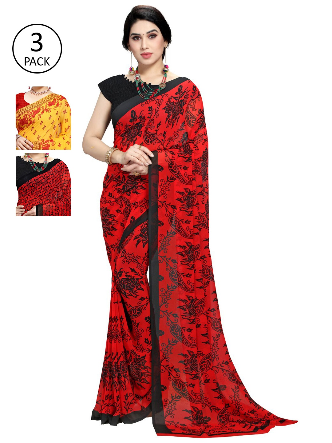 

KALINI Yellow & Red Saree