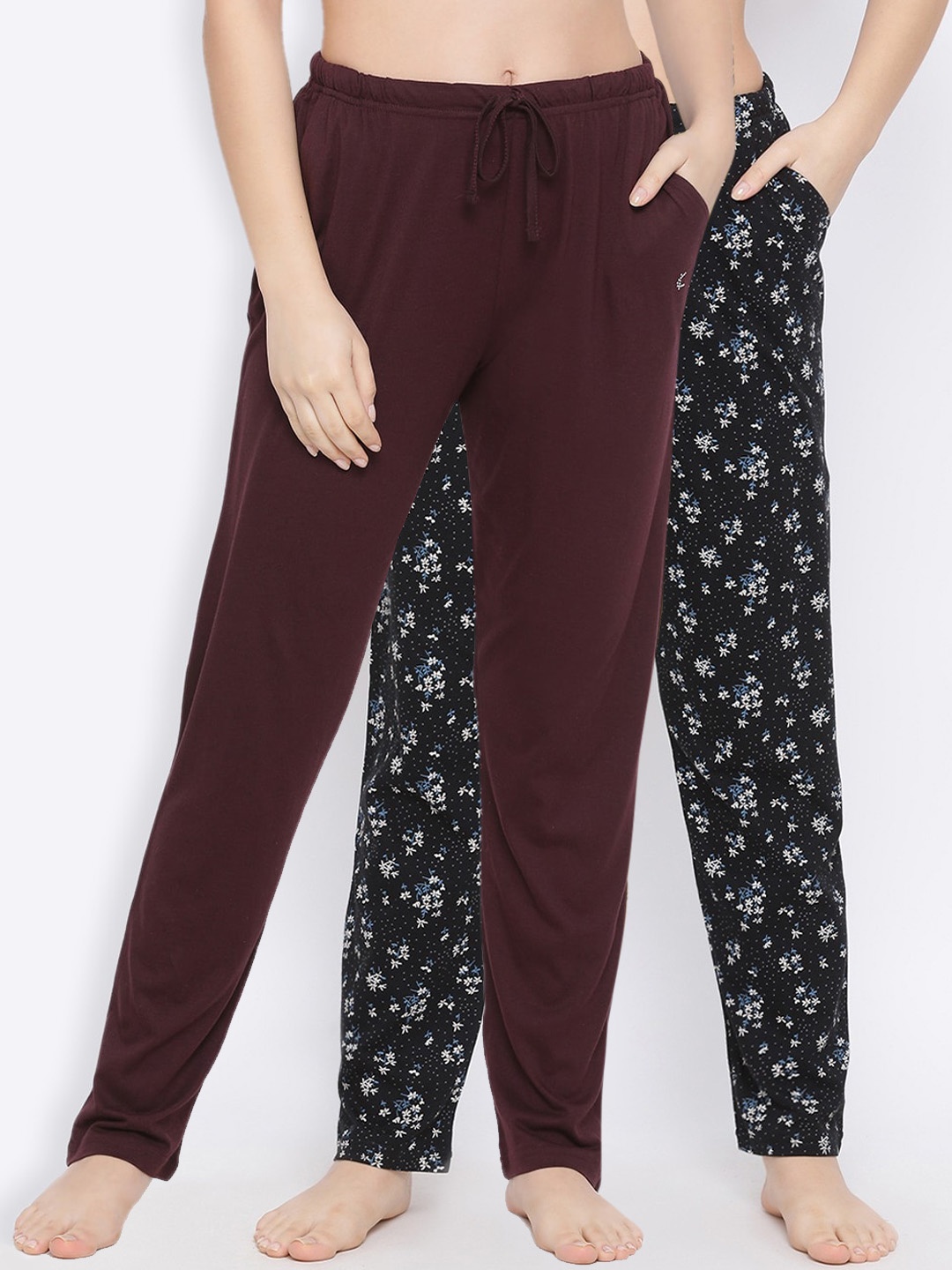 

Kanvin Women Pack Of 2 Pure Cotton Lounge Pants, Brown