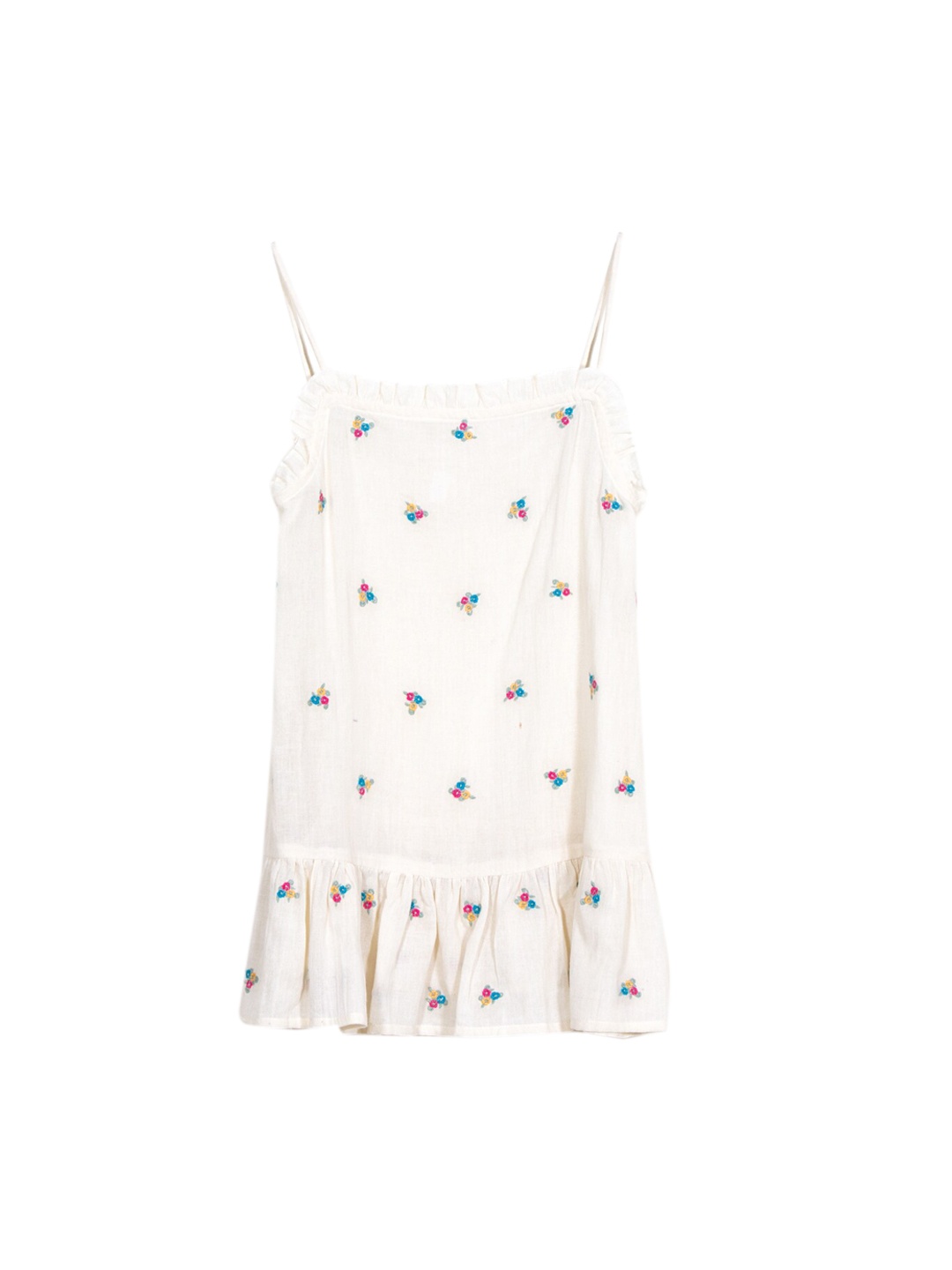 

SCOUP Girls Off White Embroidered Blouson Dress