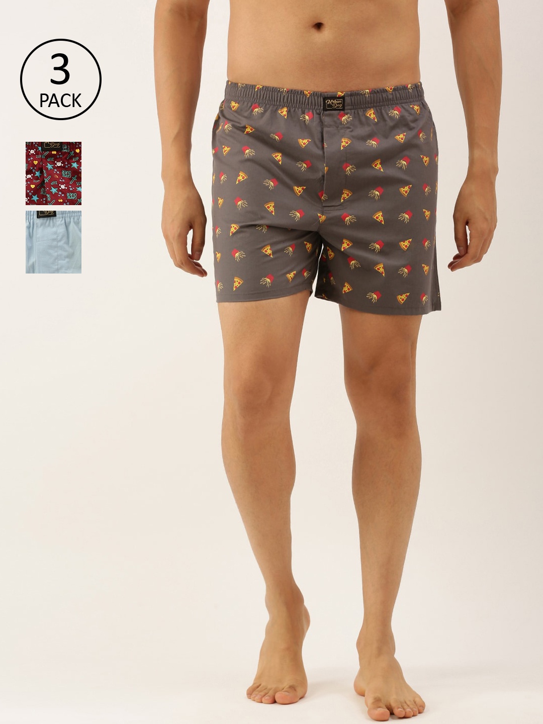 

Urban Dog Men Pack Of 3 Assorted Pure Cotton Boxers UDBX447_UDBX403_UDBX199-M