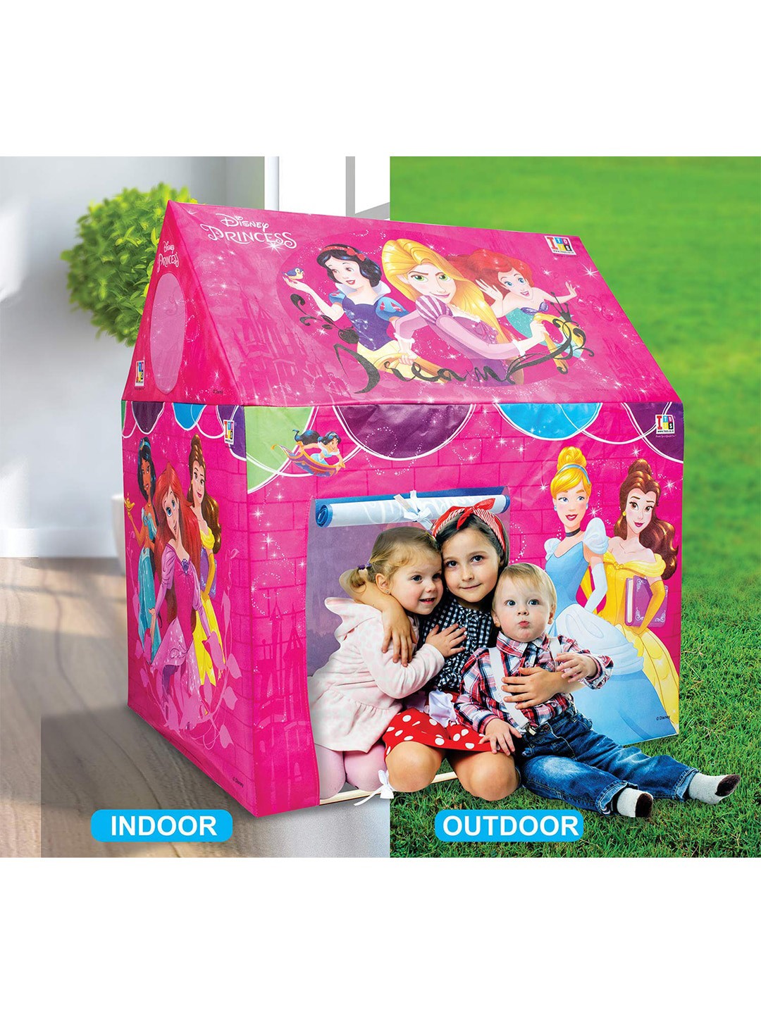 

ITOYS Kids Pink & Blue Frozen Printed Play House Tent With Led Light