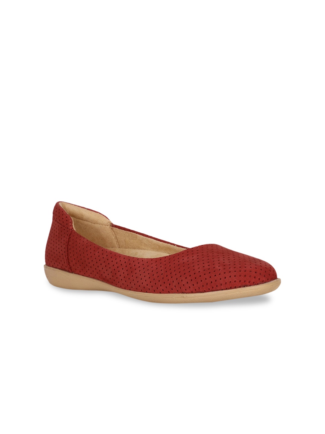 

Hush Puppies Women Red Ballerinas with Laser Cuts Flats