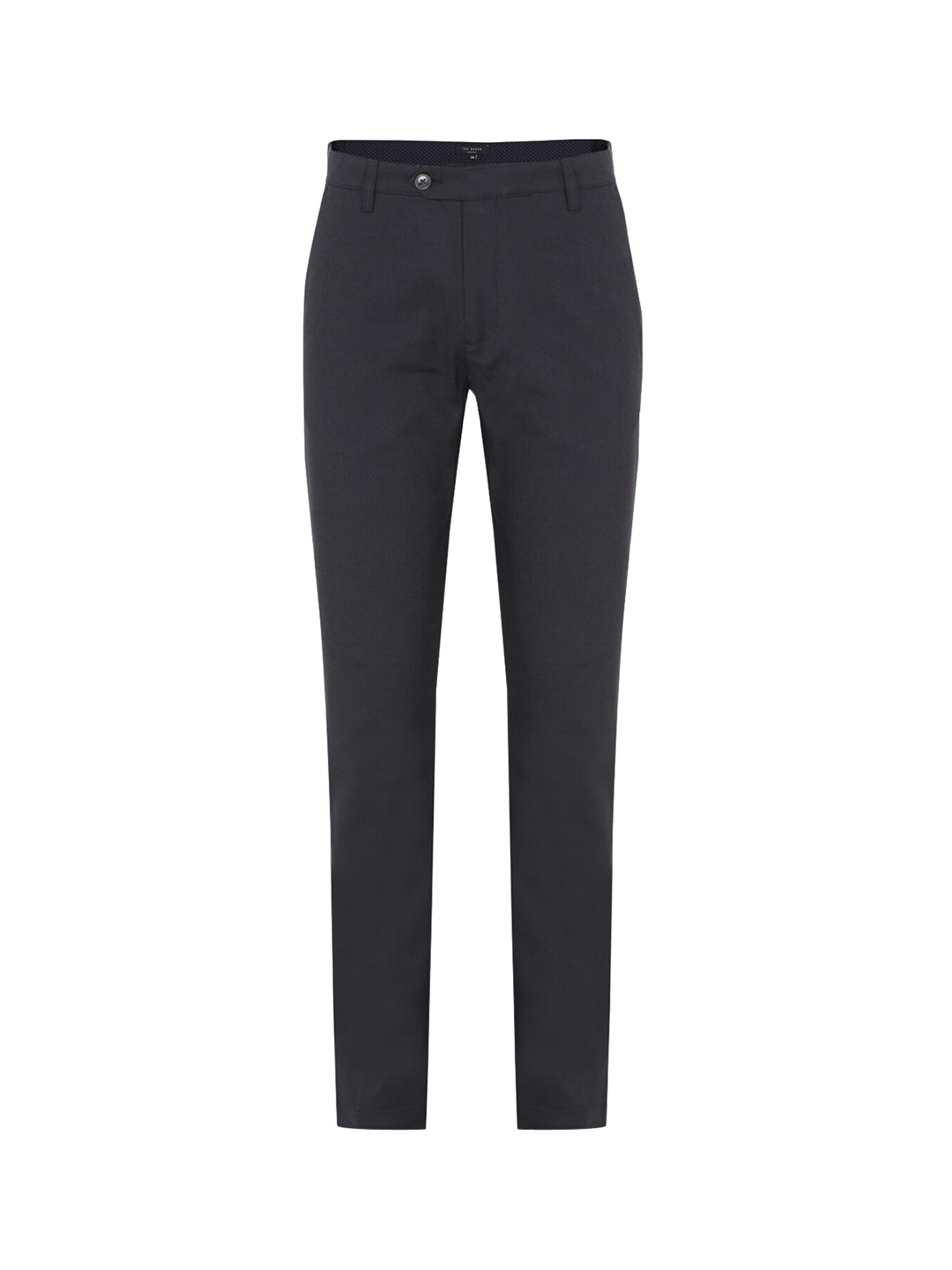 

Ted Baker Men Grey Textured Cotton Formal Trousers