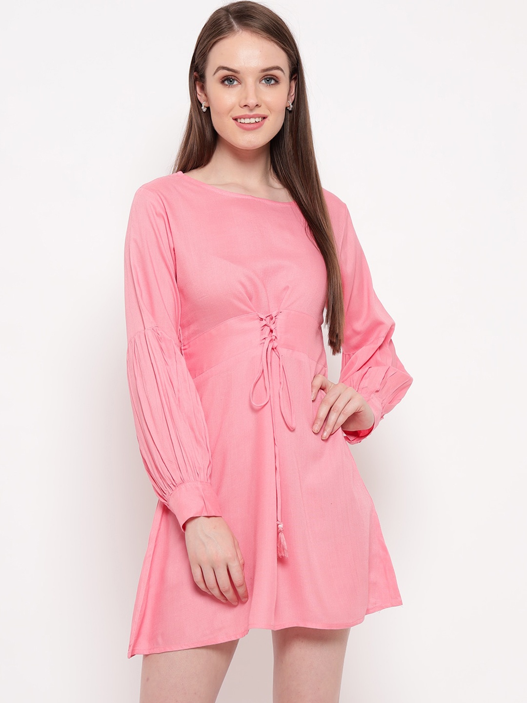 

Aawari Women Pink Solid A-Line Dress