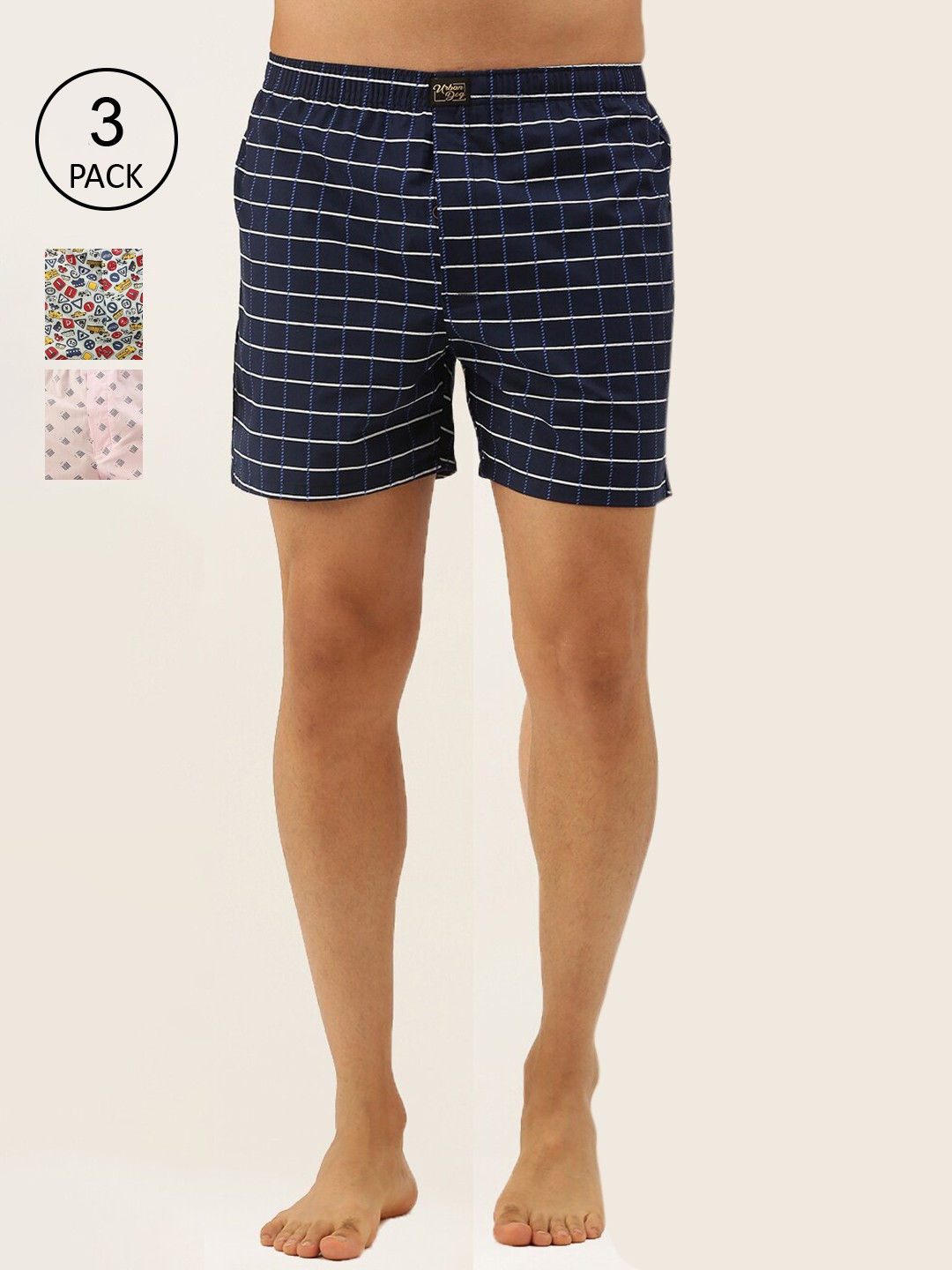 

Urban Dog Men Pack Of 3 Assorted Pure Cotton Boxers UDBX425_UDBX405_UDBX431