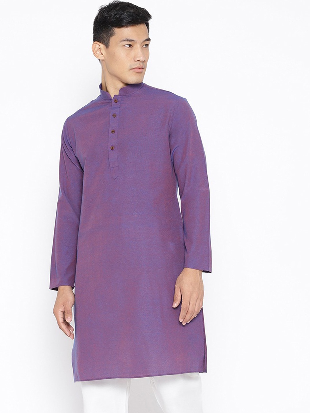 

SG LEMAN Men Lavender Thread Work Kurta