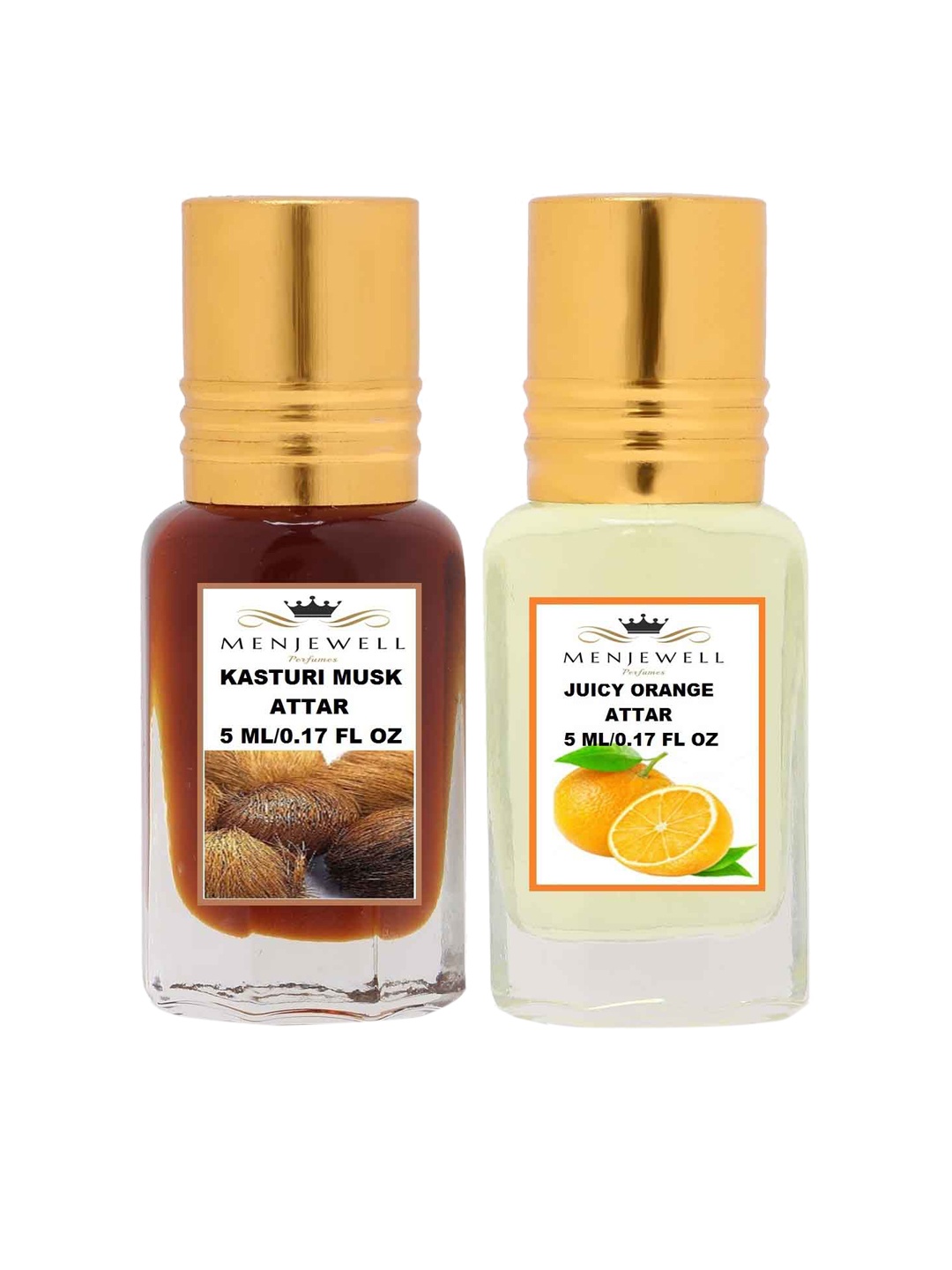 

Menjewell Unisex Kasturi Musk Set Of 2 Attar, Transparent