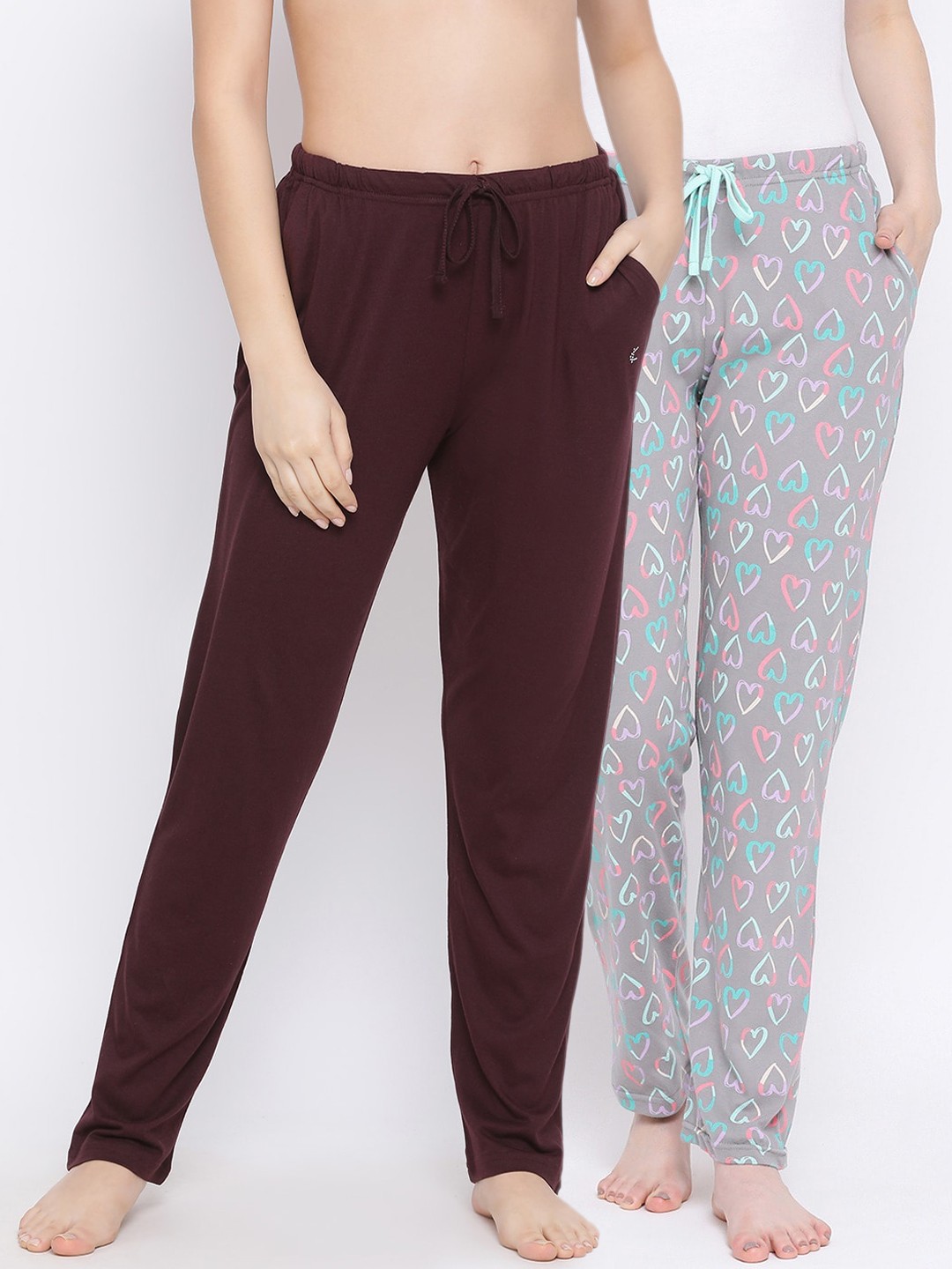 

Kanvin Women Pack Of 2 Pure Cotton Lounge Pants, Brown