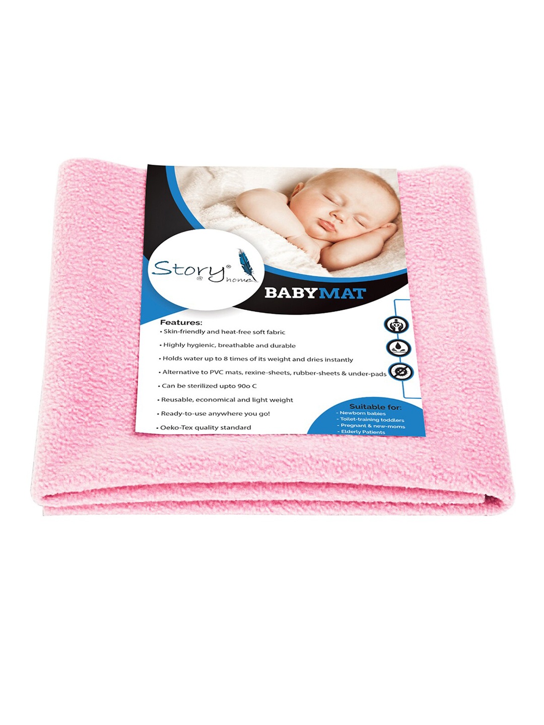 

Story@home Infant Kids Pink Solid Pure Cotton King Size Mat