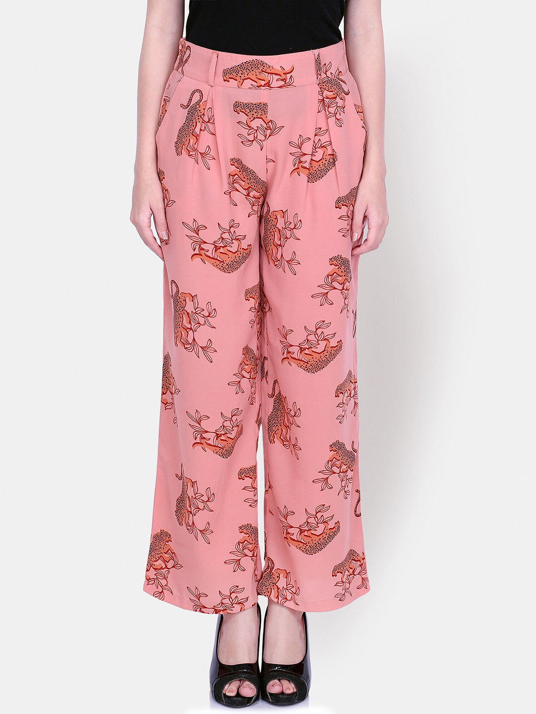 

Yaadleen Women Peach & Blue Printed Palazzos