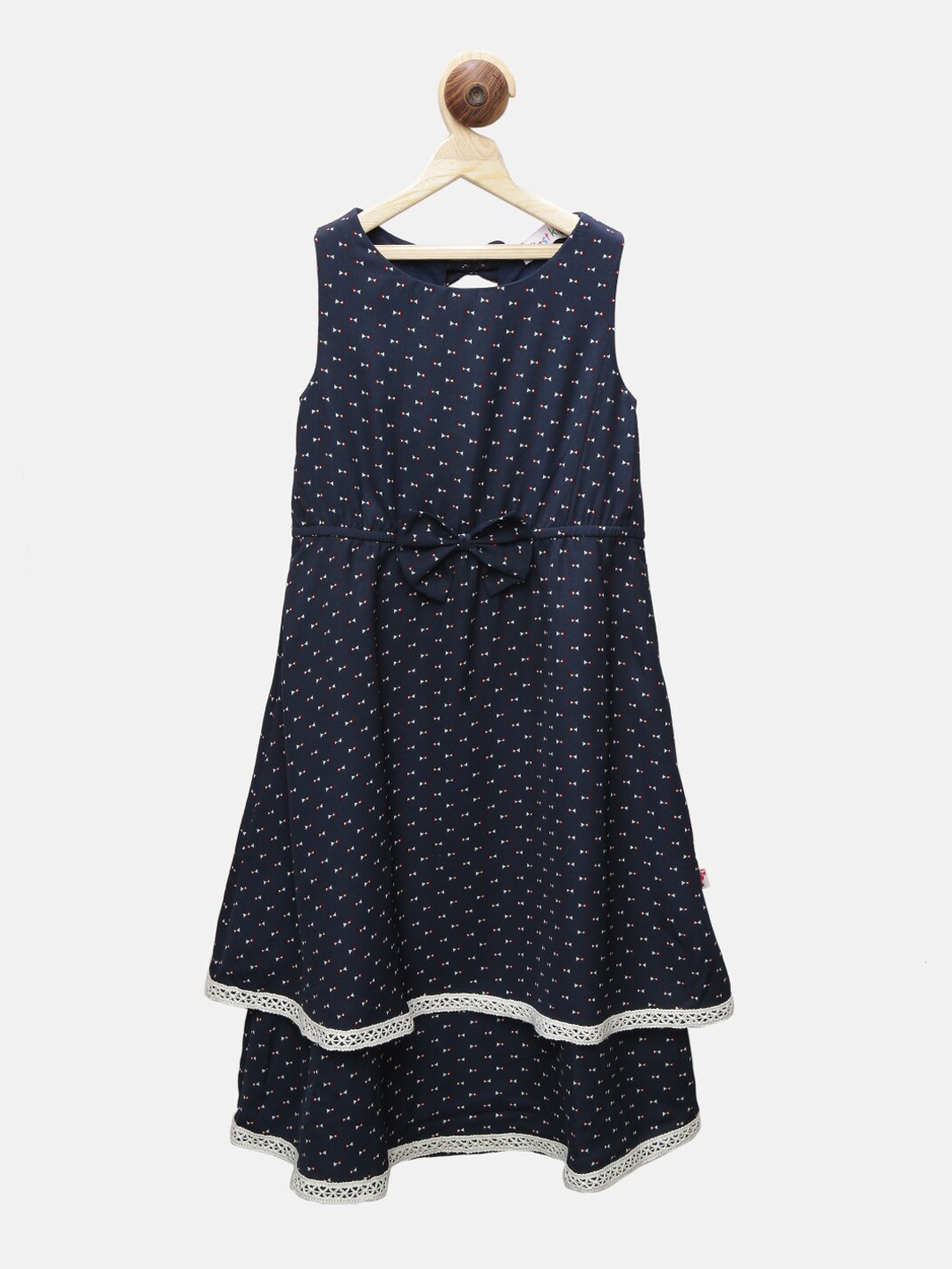 

First Kick Girls Navy Blue Crepe A-Line Dress
