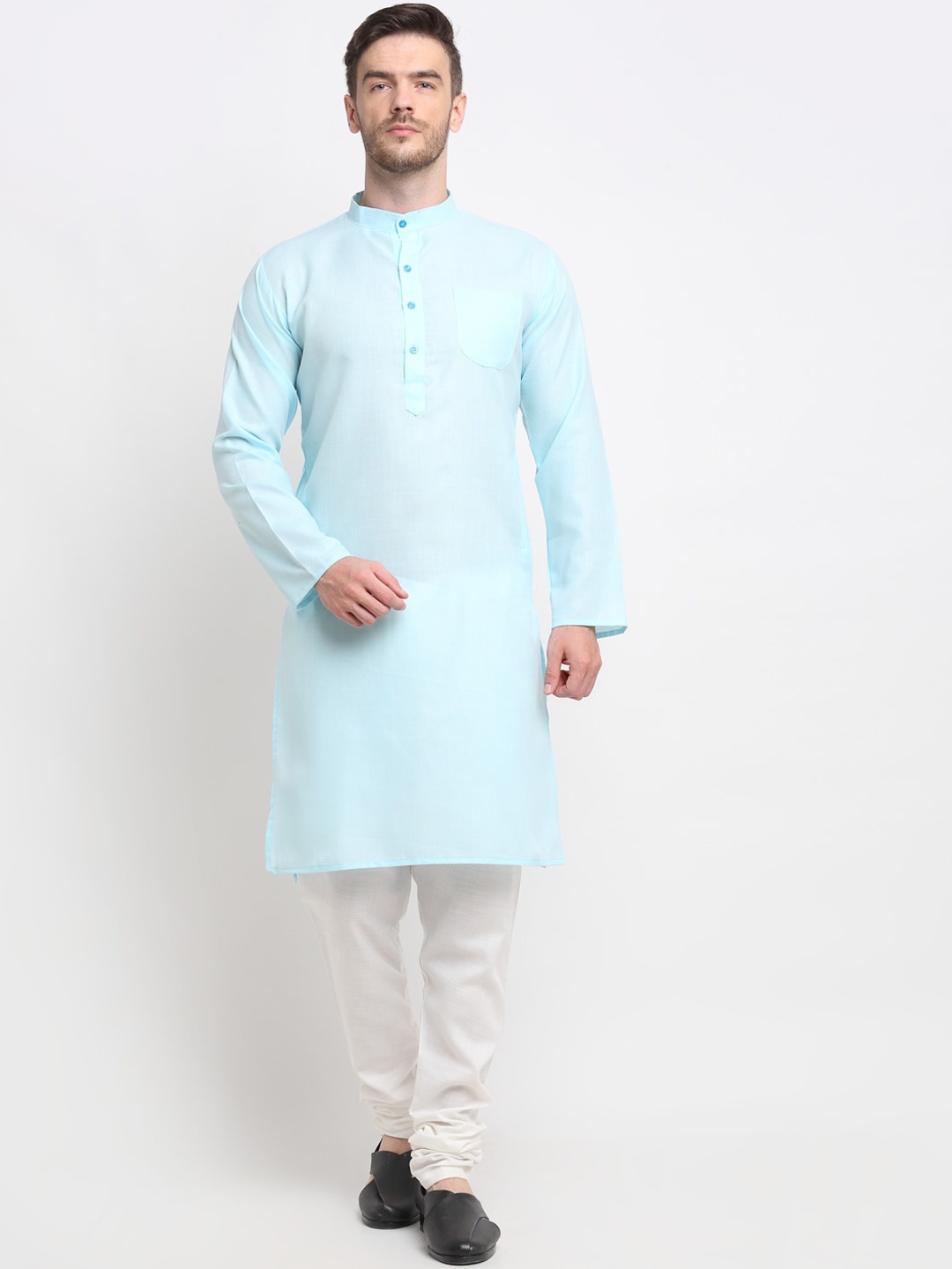 

Benstoke Men Turquoise Blue Kurta with Churidar
