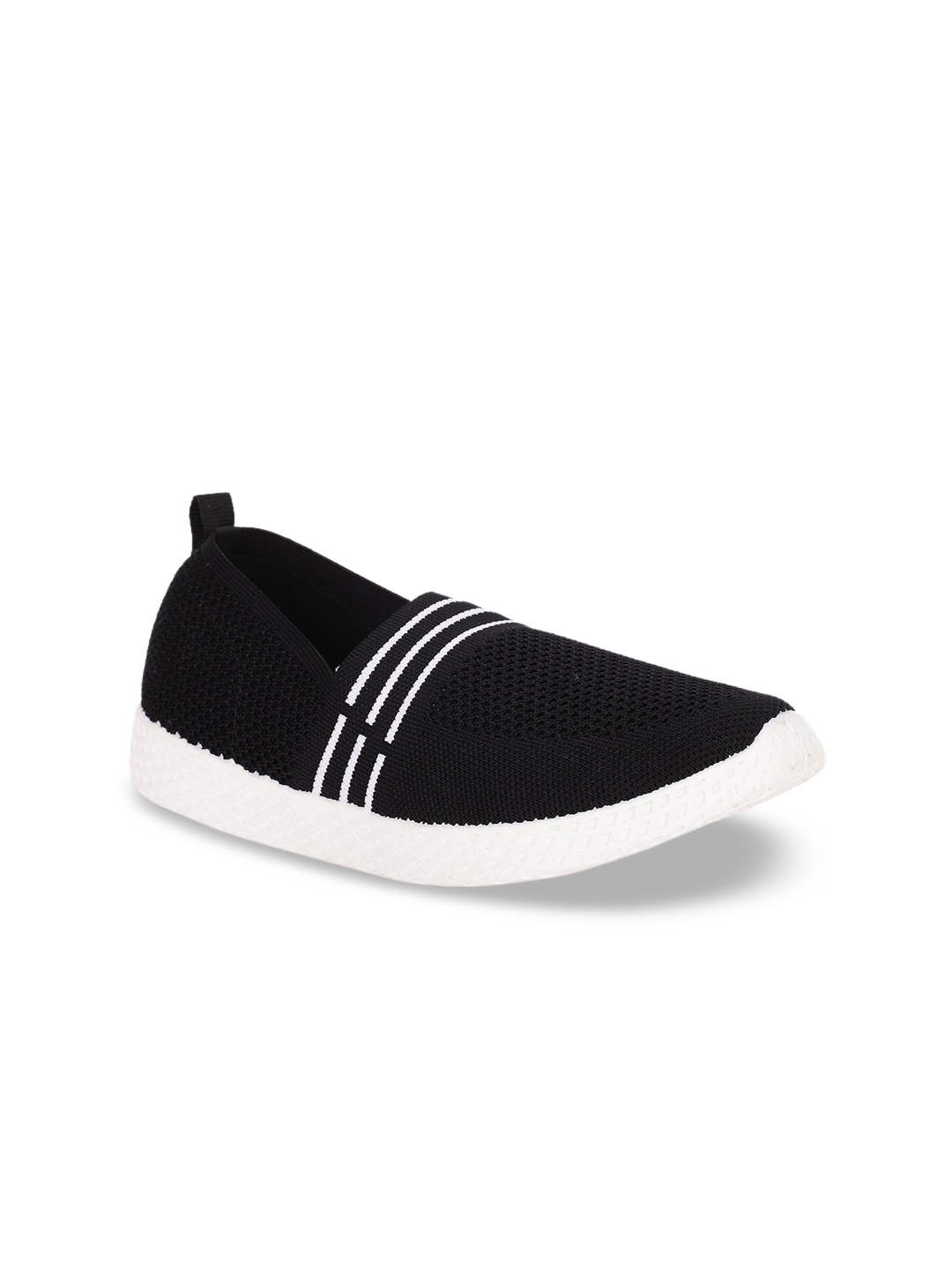 

Bata Women Black Woven Design Leather Slip-On Sneakers