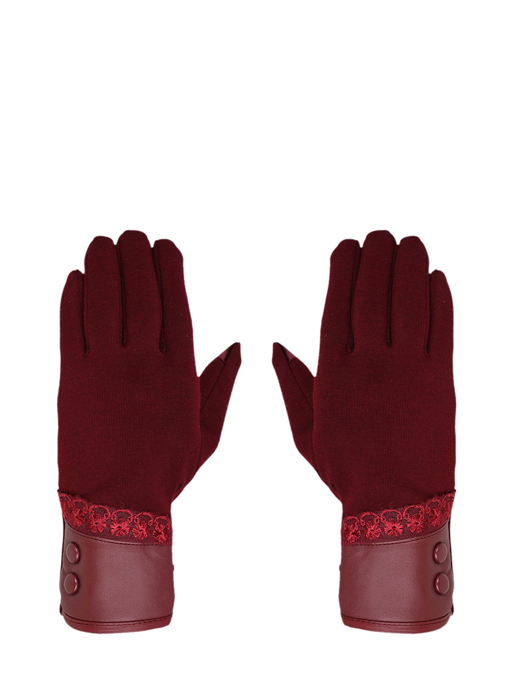 

FabSeasons Women Maroon Solid Acrylic Winter Gloves