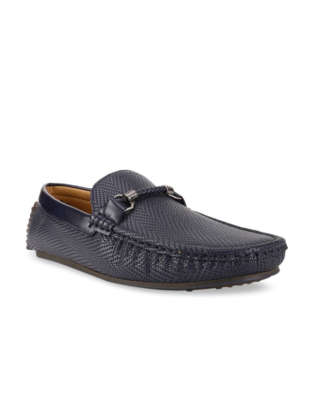 

Bata Men Blue Woven Design Leather Loafers