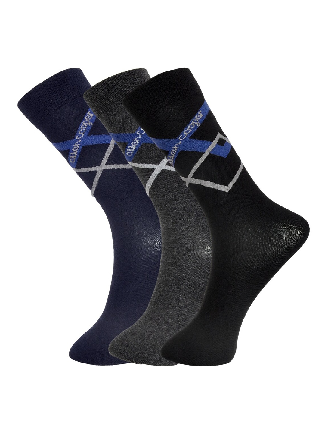 

Allen Cooper Men Pack Of 3 Assorted Ankle-Length Cotton Socks