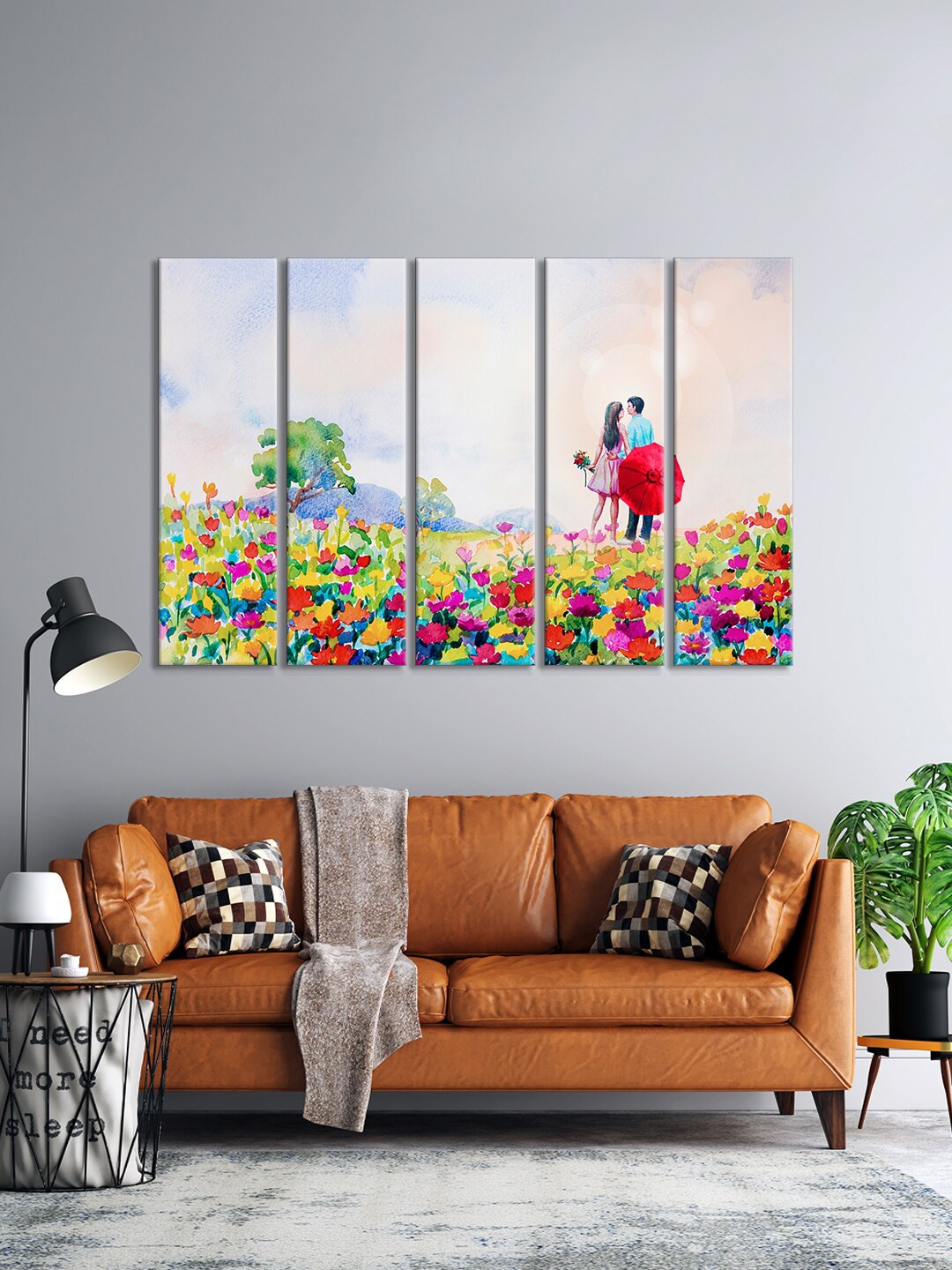 999Store Set Of 5 Red & Green Flowers Love Couple Wall Art Frames
